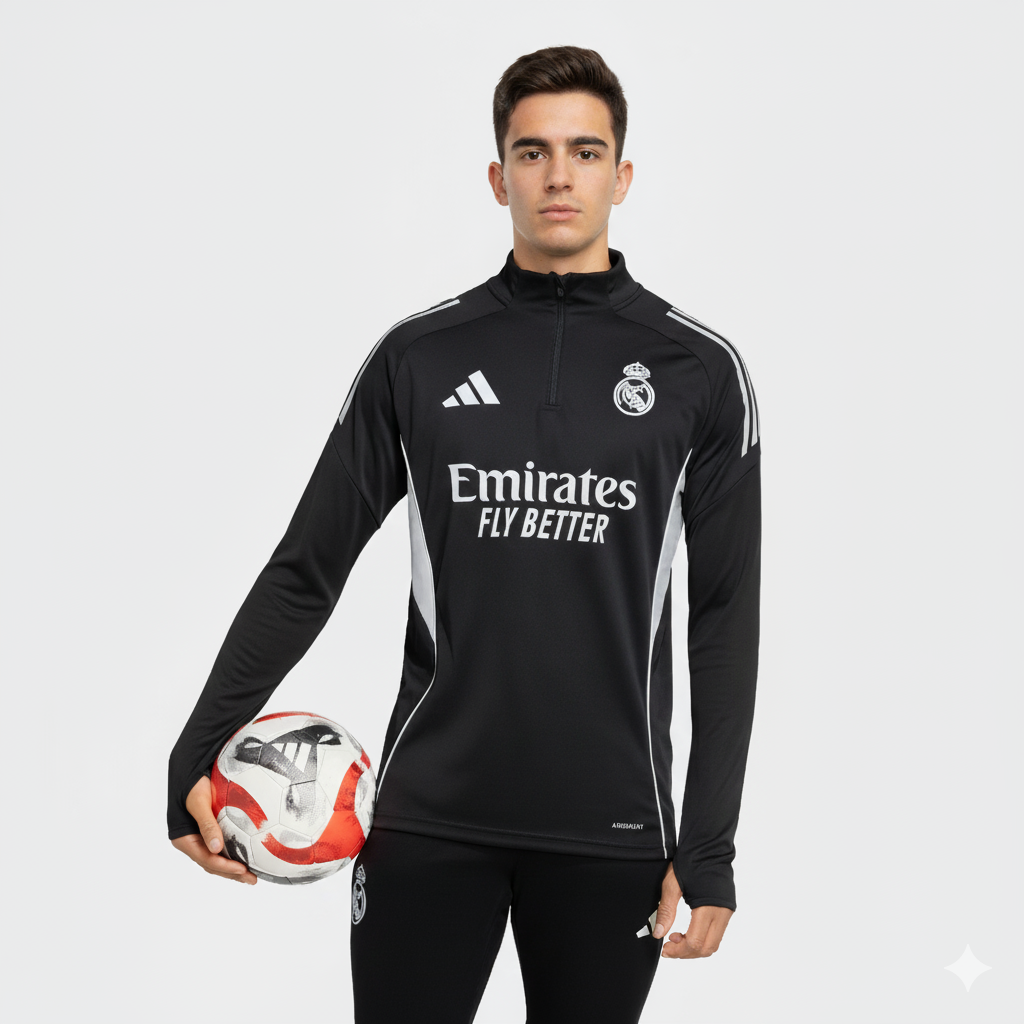 Real Madrid Training Top 2025/26 – Black - CR7 STORE