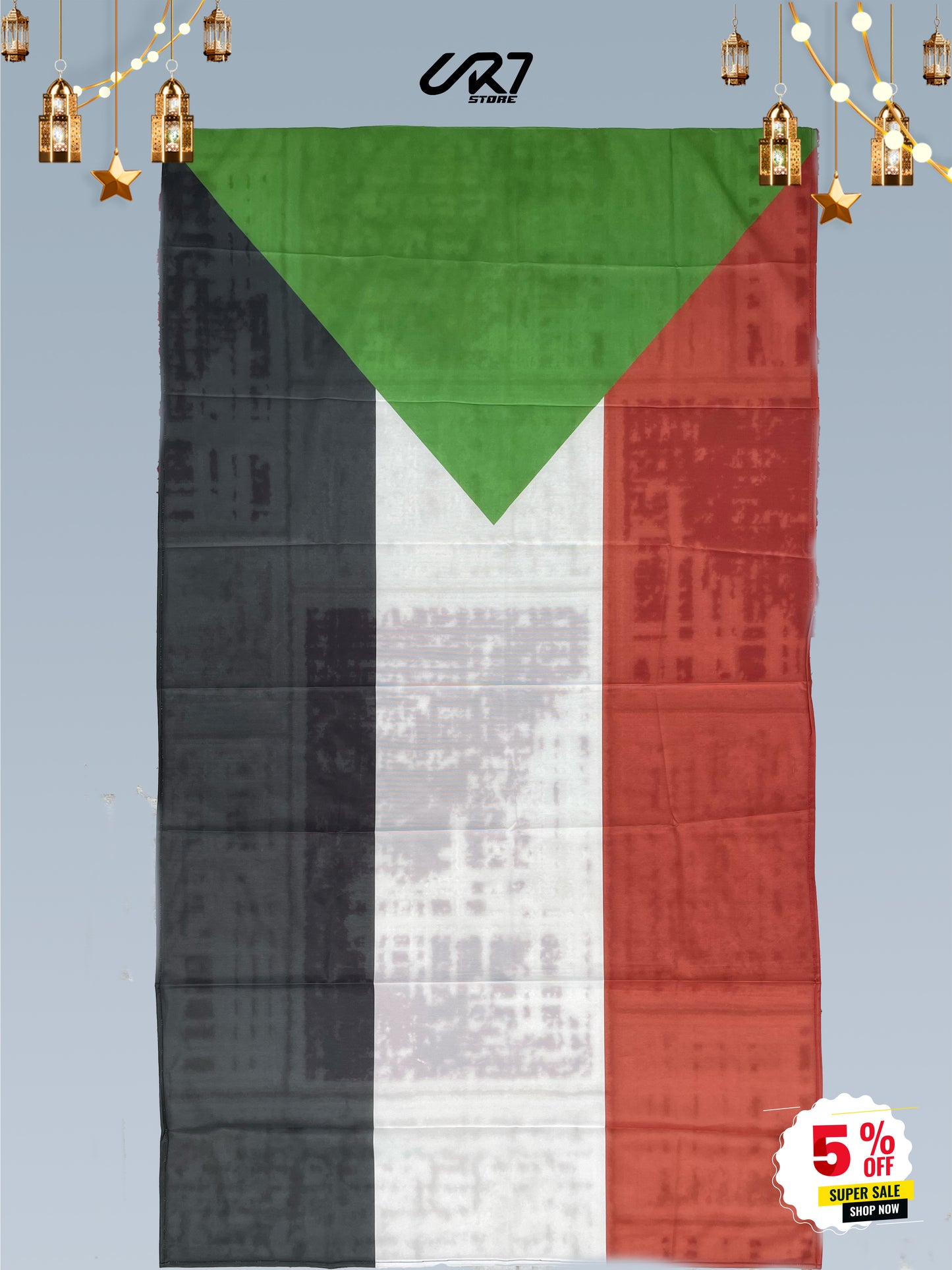 علم السودان كبير مقاس 150 في 90 سم للتشجيع والمناسبات