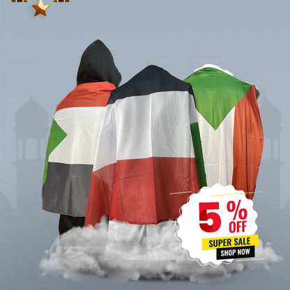 علم السودان كبير مقاس 150 في 90 سم للتشجيع والمناسبات