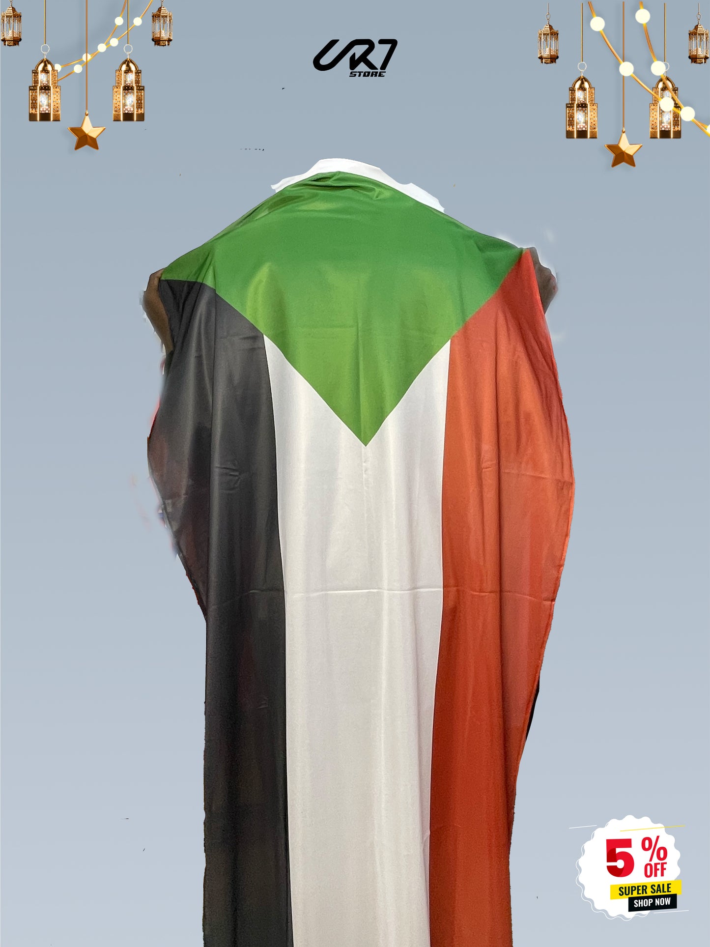 علم السودان كبير مقاس 150 في 90 سم للتشجيع والمناسبات